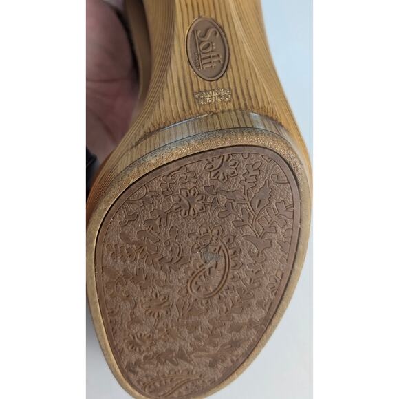 Sofft Women's Dabney Tan Leather T-Strap Cutout Sides Boho Block Heel Sandals 10 - Picture 9 of 9